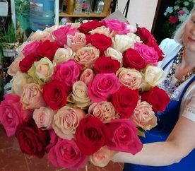 Bouquet of 51 multicolored roses