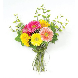 Round bouquet of 9 multy colored gerberas
