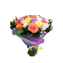 Bouquet of multi-colored roses "Colors of the rainbow"