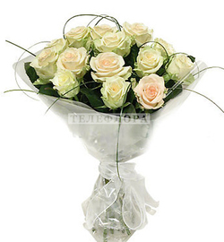 Round bouquet of 15 white roses "Tenderness"