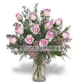 Bouquet of Flowers "Pink roses with greenery"