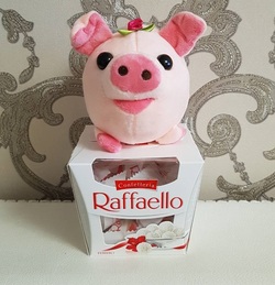 Soft toy pig with Сandy Raffaello