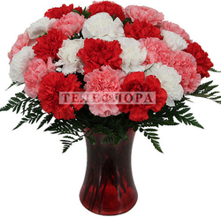 Bouquet of 27 mixed color carnations