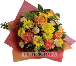 Bouquet of roses, carnations and chrysanthemums