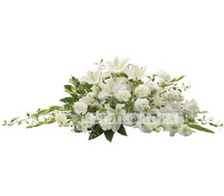 Arrangement of white lilies, carnations, roses