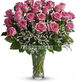 Round bouquet of 27 pink roses