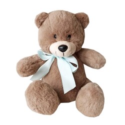 Soft toy teddy bear with bow, brown