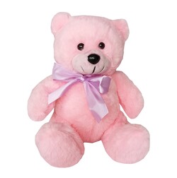 Soft toy teddy bear with bow, pink