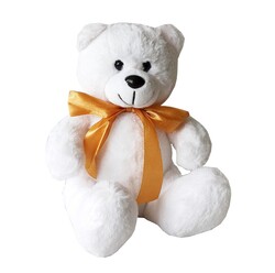 Soft toy teddy bear with bow, white